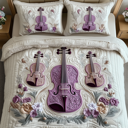 Elegant Violin 3-Piece Quilted Bedding Set GFTOTP1555