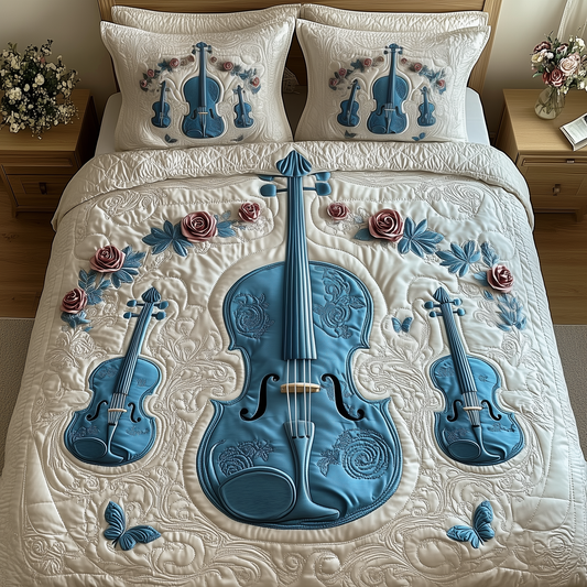 Elegant Violin 3-Piece Quilted Bedding Set GFTOTP1558