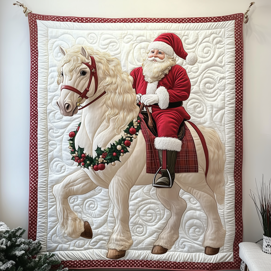 Horse Riding With Santa Claus Quilted Blanket GFTOTP1658