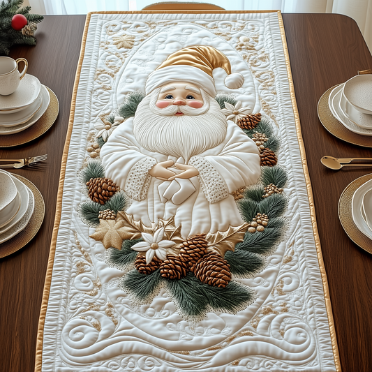 Elegant White Santa Claus Quilted Table Runner GFTOTP1679