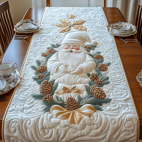 Elegant White Santa Claus Quilted Table Runner GFTOTP1680