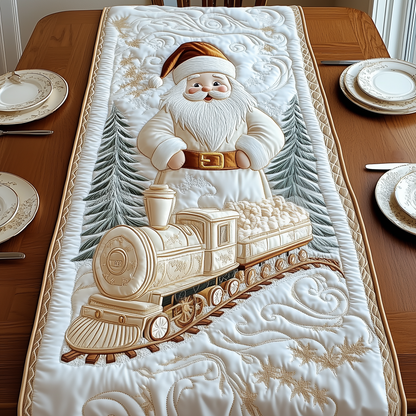 Elegant White Santa Claus Quilted Table Runner GFTOTP1684