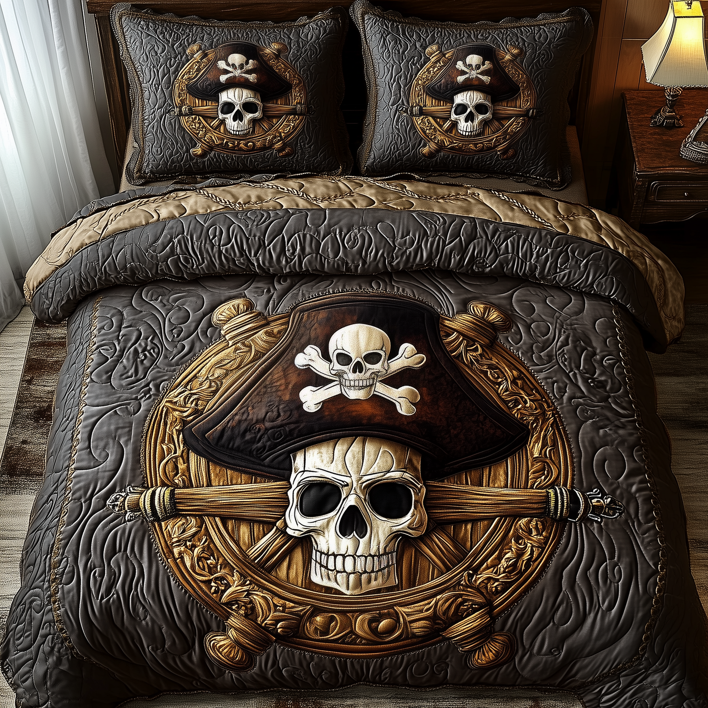 Pirate Skull 3-Piece Quilted Bedding Set GFTOTP1724