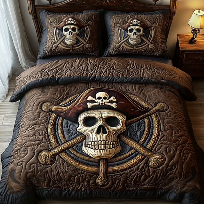 Pirate Skull 3-Piece Quilted Bedding Set GFTOTP1725