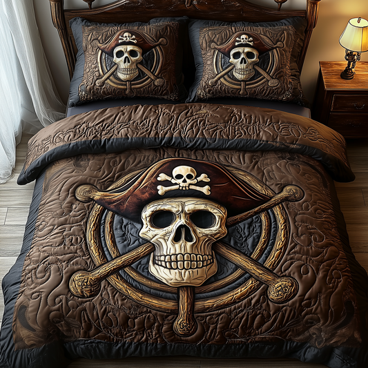 Pirate Skull 3-Piece Quilted Bedding Set GFTOTP1725