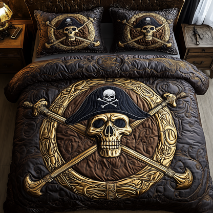 Pirate Skull 3-Piece Quilted Bedding Set GFTOTP1726