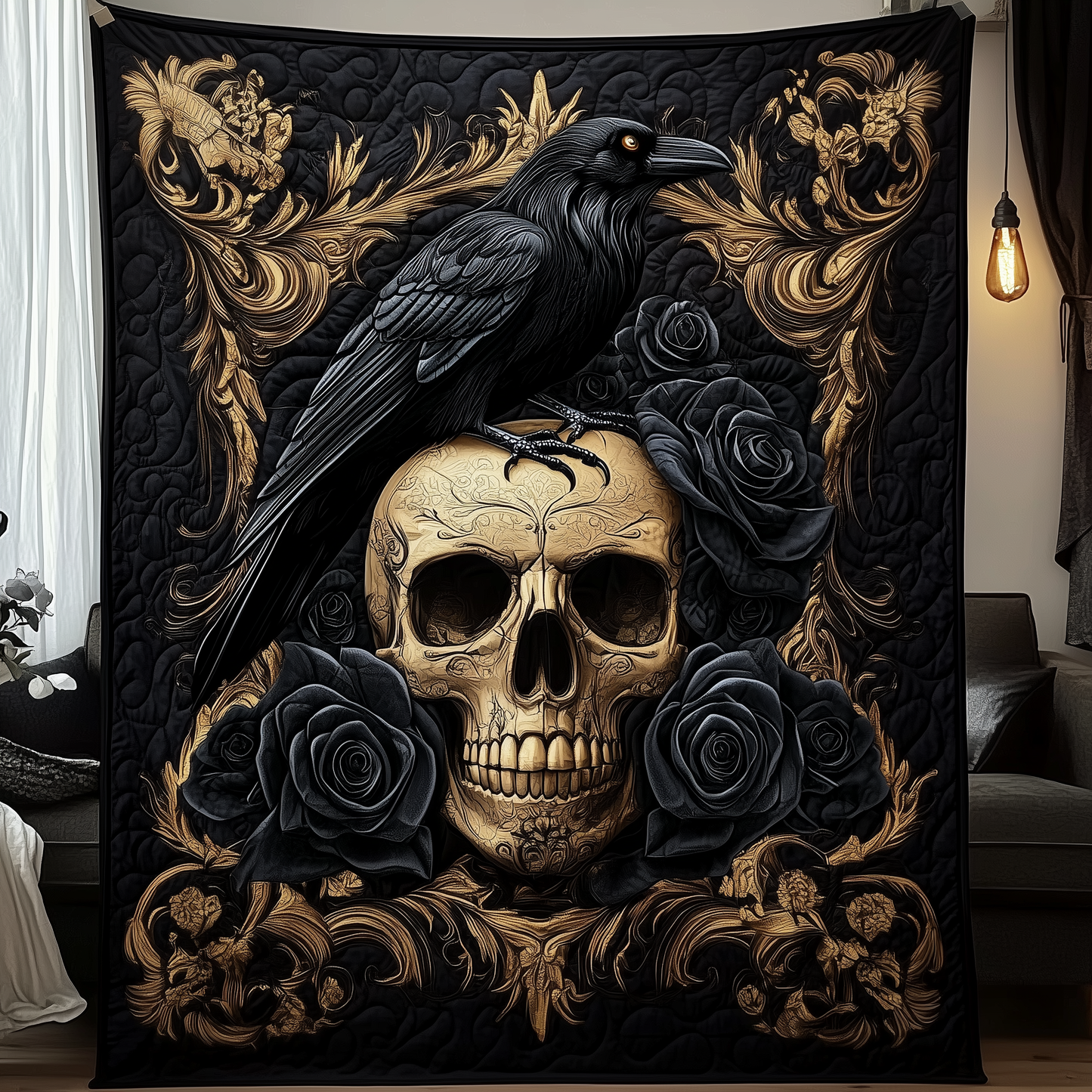 The Raven's Dark Requiem Quilted Blanket GFTOTP1807