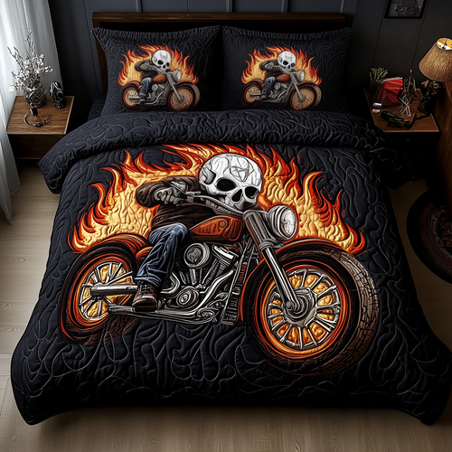 Skull Rider 3-Piece Quilted Bedding Set GFTOTP1844