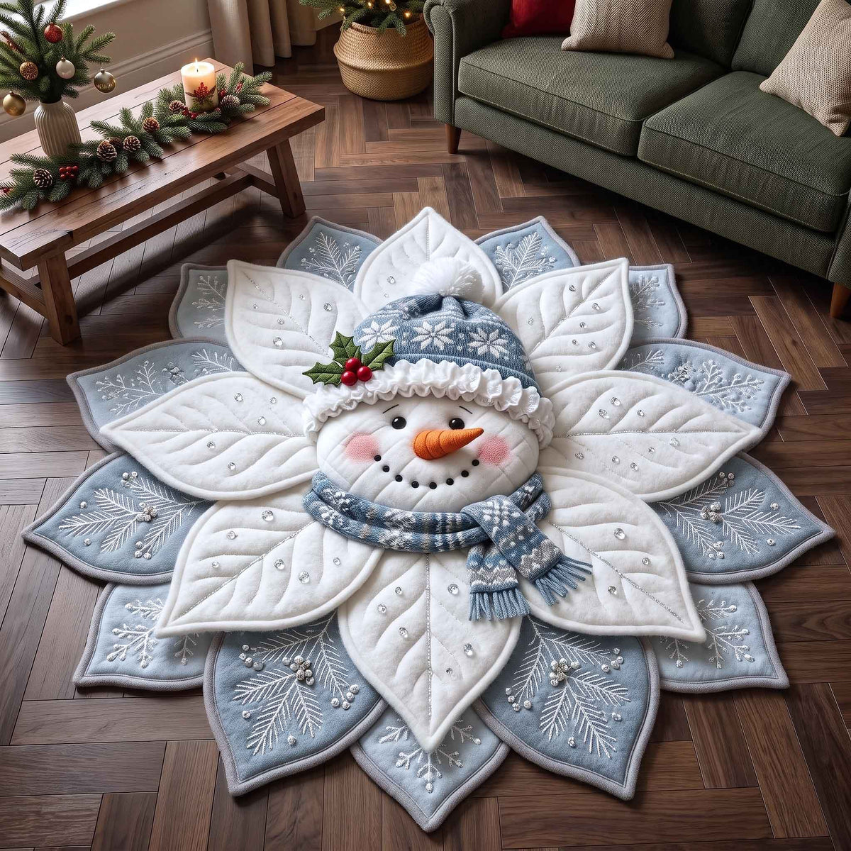 Poinsettia Elegance Custom Shape Area Rug GFTOTP21168