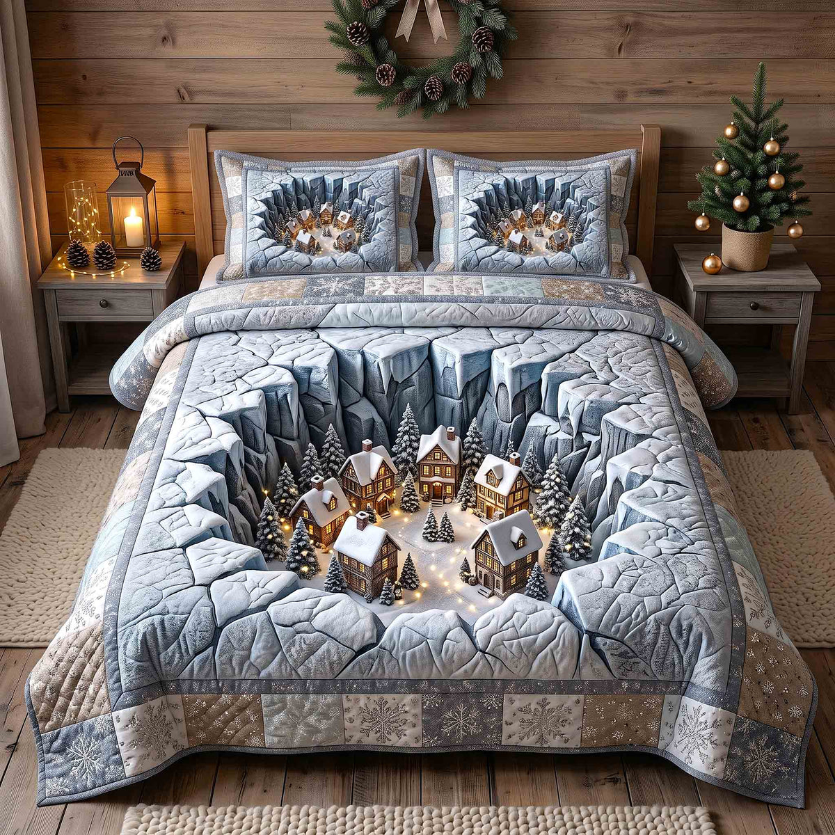 Holiday Village 3-Piece Quilted Bedding Set GFTOTP21192