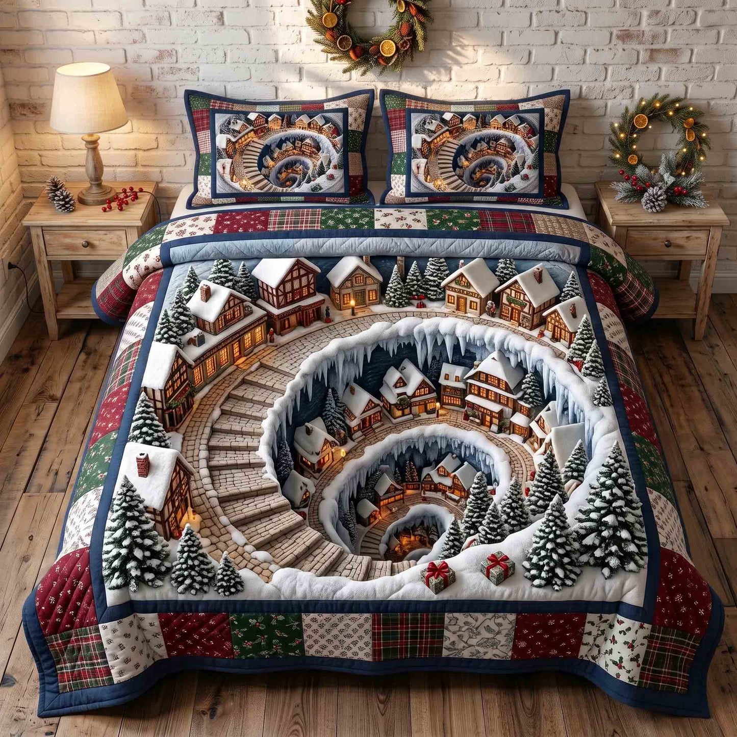 Holiday Village 3-Piece Quilted Bedding Set GFTOTP21197