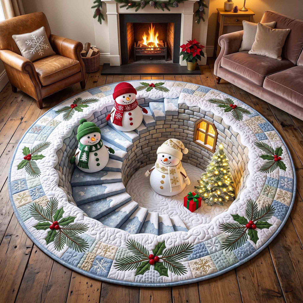 Snowman Wonderland Quilted Round Mat GFTOTP21200
