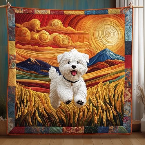 Sunset Westie Quilted Blanket GFTOTP228