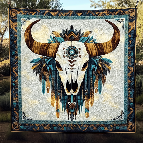 Native Bull Skull Quilted Blanket GFTOTP2341