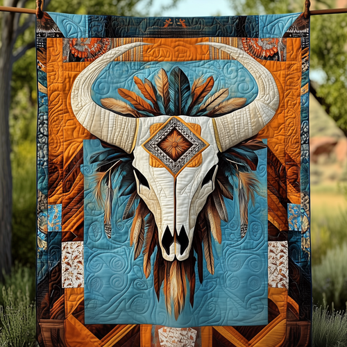 Native Bull Skull Quilted Blanket GFTOTP2345