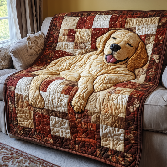 Sleepy Golden Retriever Quilted Blanket GFTOTP2449