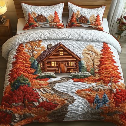 Autumn Soul Log Cabin 3-Piece Quilted Bedding Set GFTOTP2657