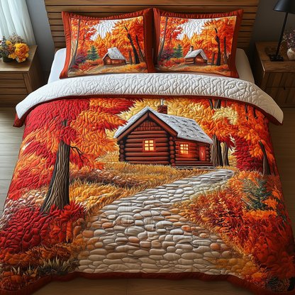 Autumn Soul Log Cabin 3-Piece Quilted Bedding Set GFTOTP2658