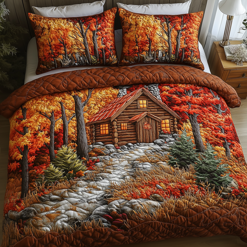 Autumn Soul Log Cabin 3-Piece Quilted Bedding Set GFTOTP2660