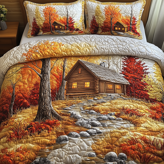 Autumn Soul Log Cabin 3-Piece Quilted Bedding Set GFTOTP2661