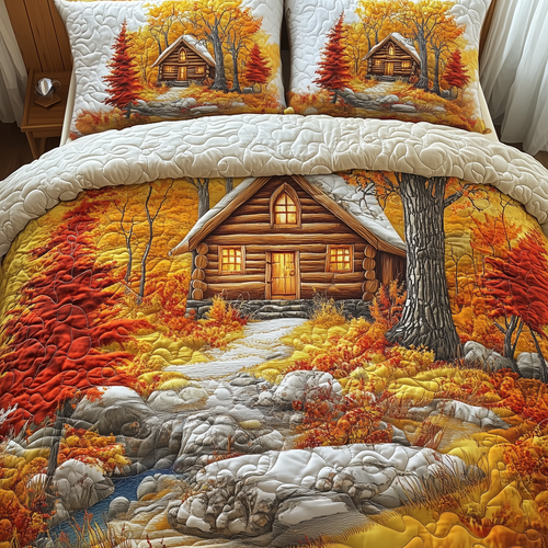 Autumn Soul Log Cabin 3-Piece Quilted Bedding Set GFTOTP2662