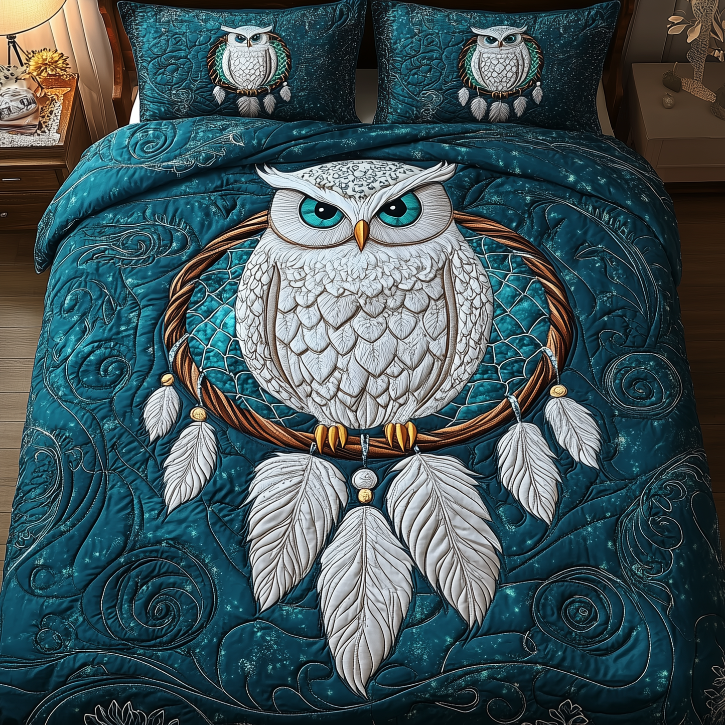 Dreaming Owl 3-Piece Quilted Bedding Set GFTOTP2767