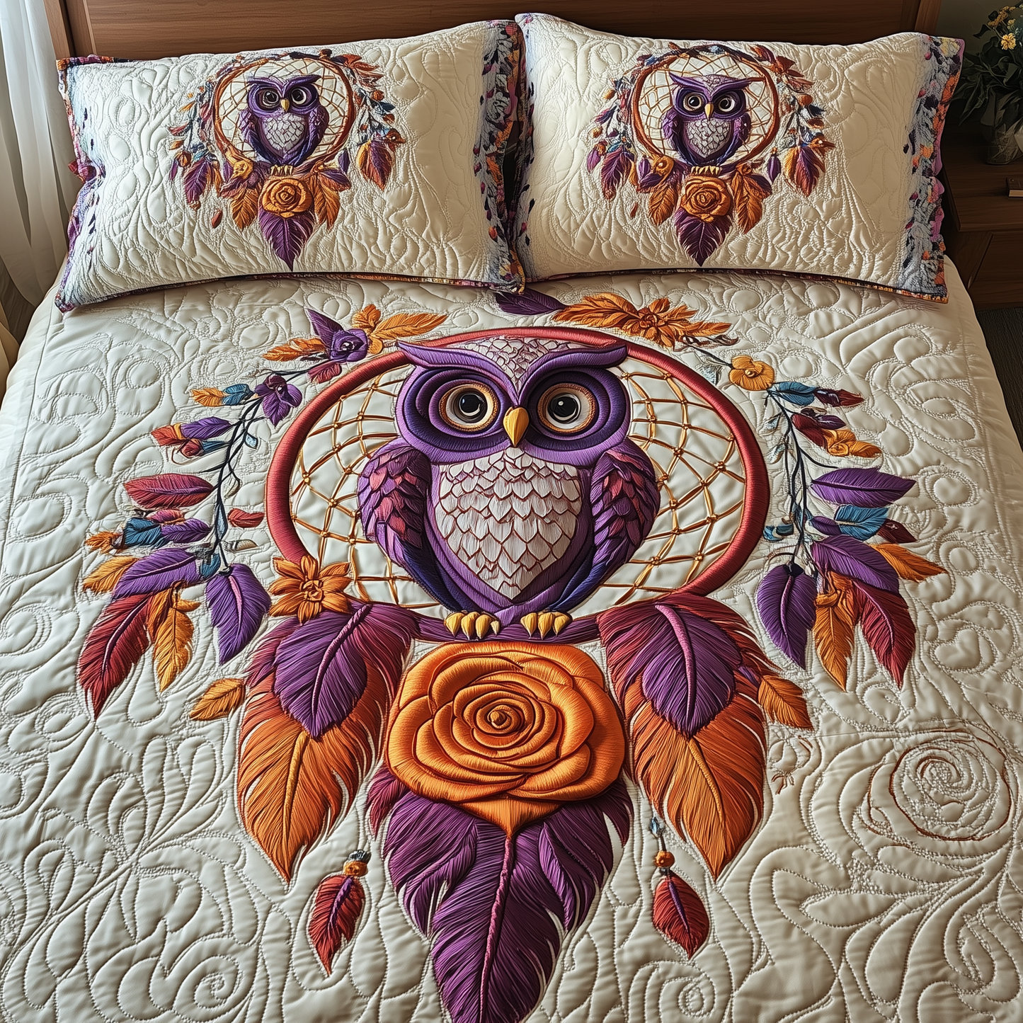 Dreaming Owl 3-Piece Quilted Bedding Set GFTOTP2772