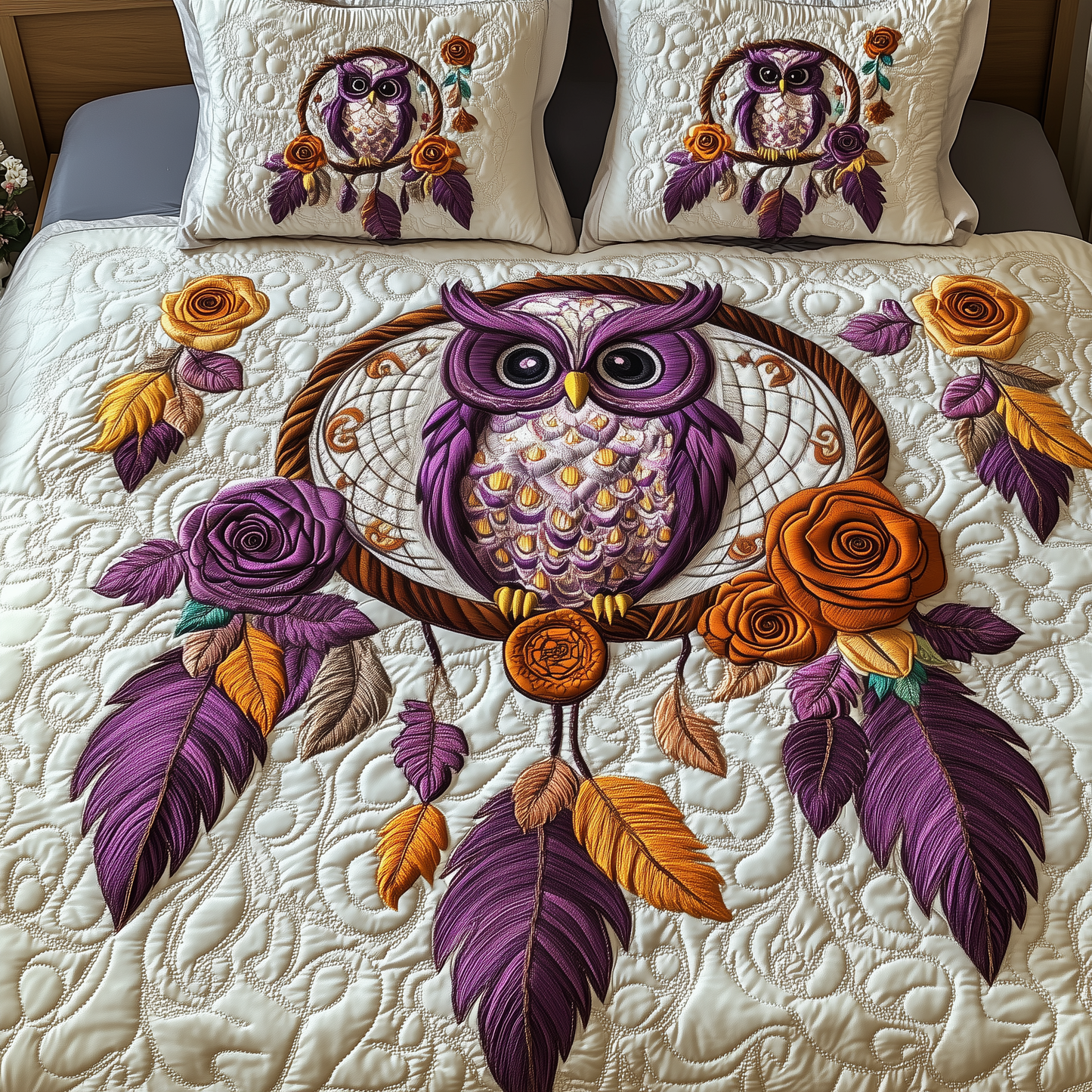 Dreaming Owl 3-Piece Quilted Bedding Set GFTOTP2773