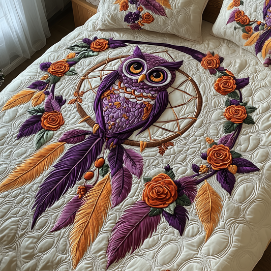 Dreaming Owl 3-Piece Quilted Bedding Set GFTOTP2775