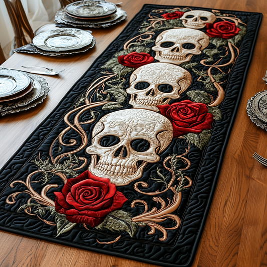 Crimson Rose Skull Quilted Table Runner GFTOTP2969