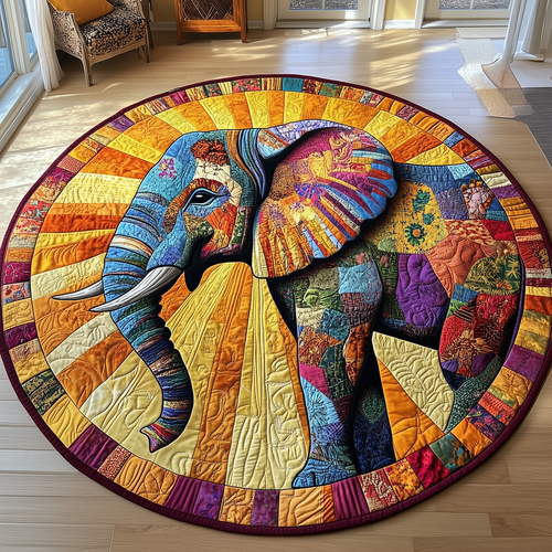 Sunshine Elephant Quilted Round Mat GFTOTP3011