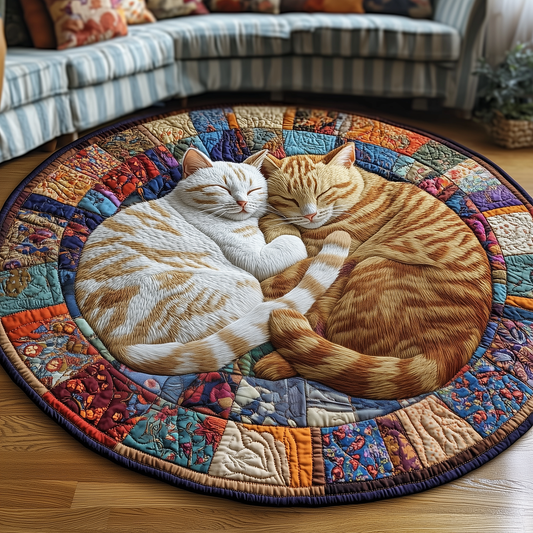 Sleepy Cat Quilted Round Mat GFTOTP3027