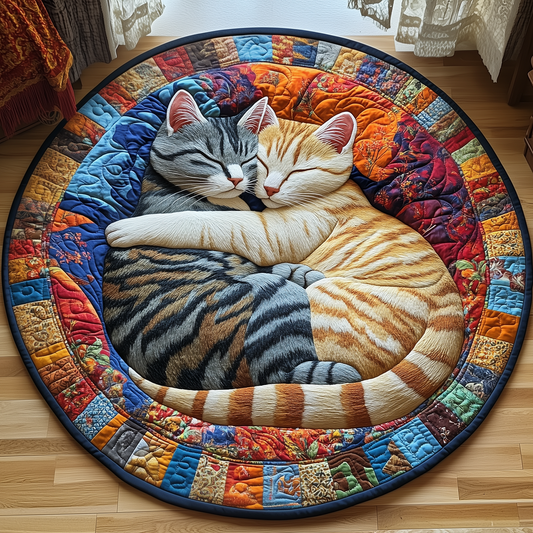 Sleepy Cat Quilted Round Mat GFTOTP3028