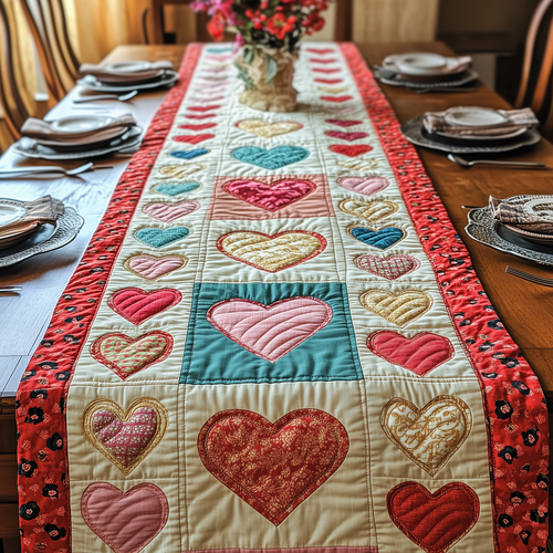 Vintage Heart Quilted Table Runner GFTOTP3138