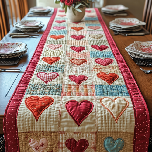 Vintage Heart Quilted Table Runner GFTOTP3139