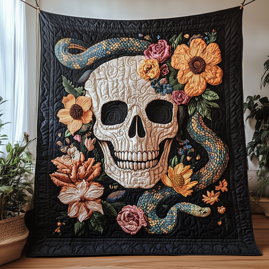 Skull Serpent Embrace Quilted Blanket GFTOTP3214