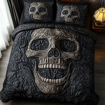 Eternal Skull Blossom 3-Piece Quilted Bedding Set GFTOTP3229