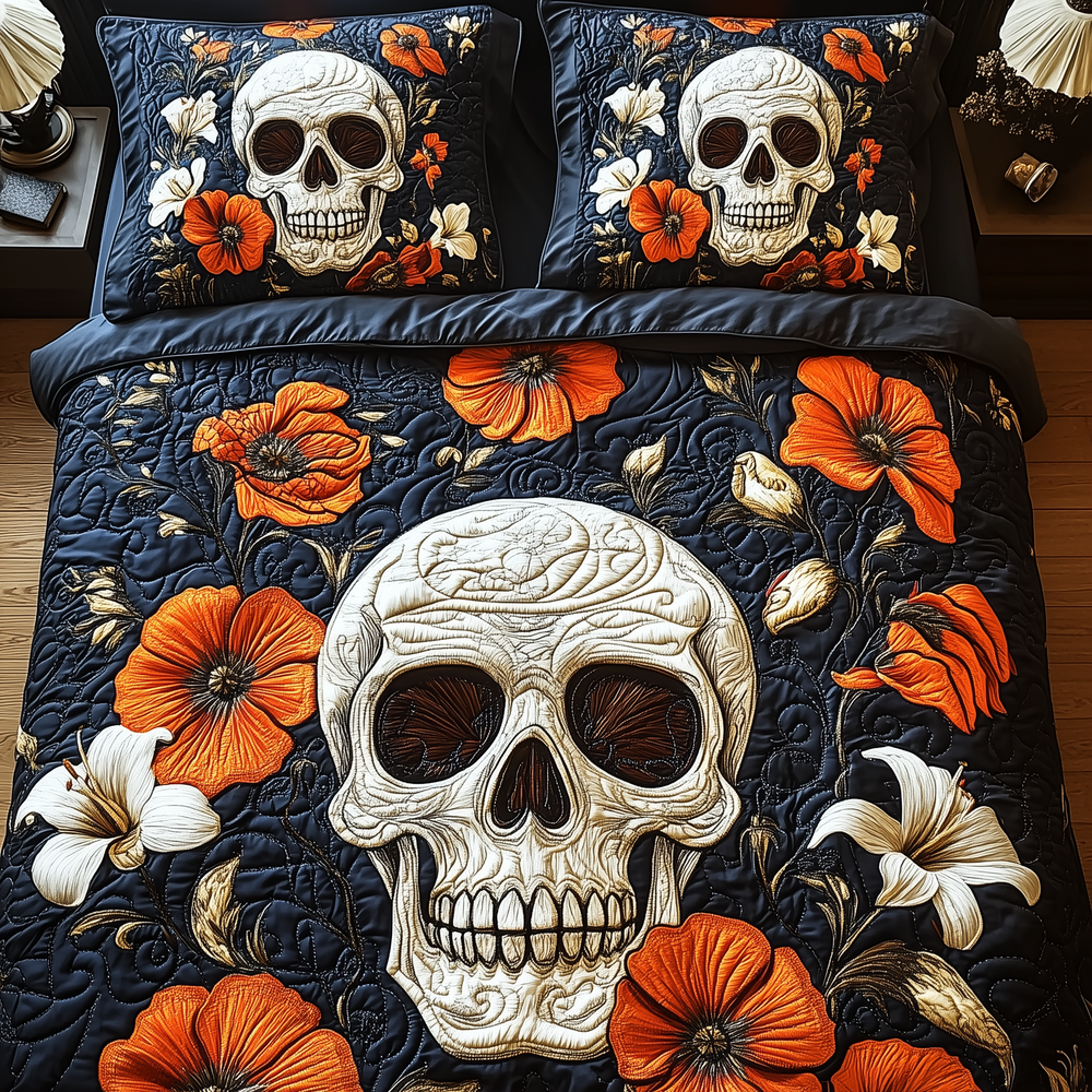 Eternal Skull Blossom 3-Piece Quilted Bedding Set GFTOTP3230