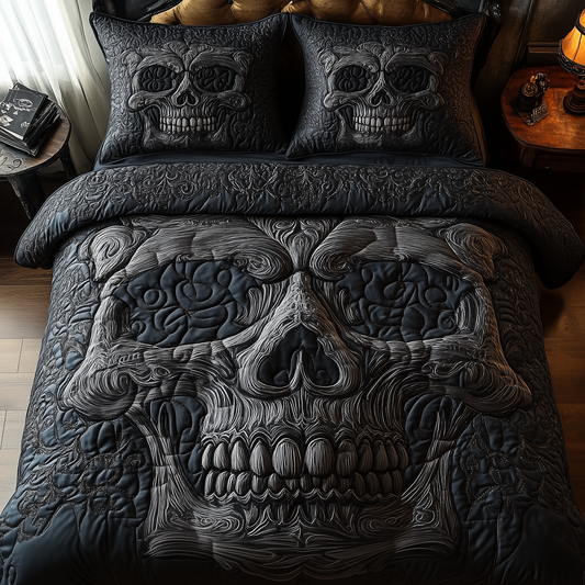 Eternal Skull Blossom 3-Piece Quilted Bedding Set GFTOTP3231