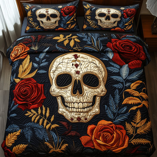 Eternal Skull Blossom 3-Piece Quilted Bedding Set GFTOTP3232