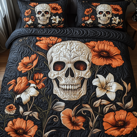 Eternal Skull Blossom 3-Piece Quilted Bedding Set GFTOTP3233