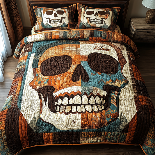 Vintage Skull 3-Piece Quilted Bedding Set GFTOTP3244