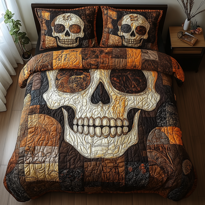 Vintage Skull 3-Piece Quilted Bedding Set GFTOTP3246