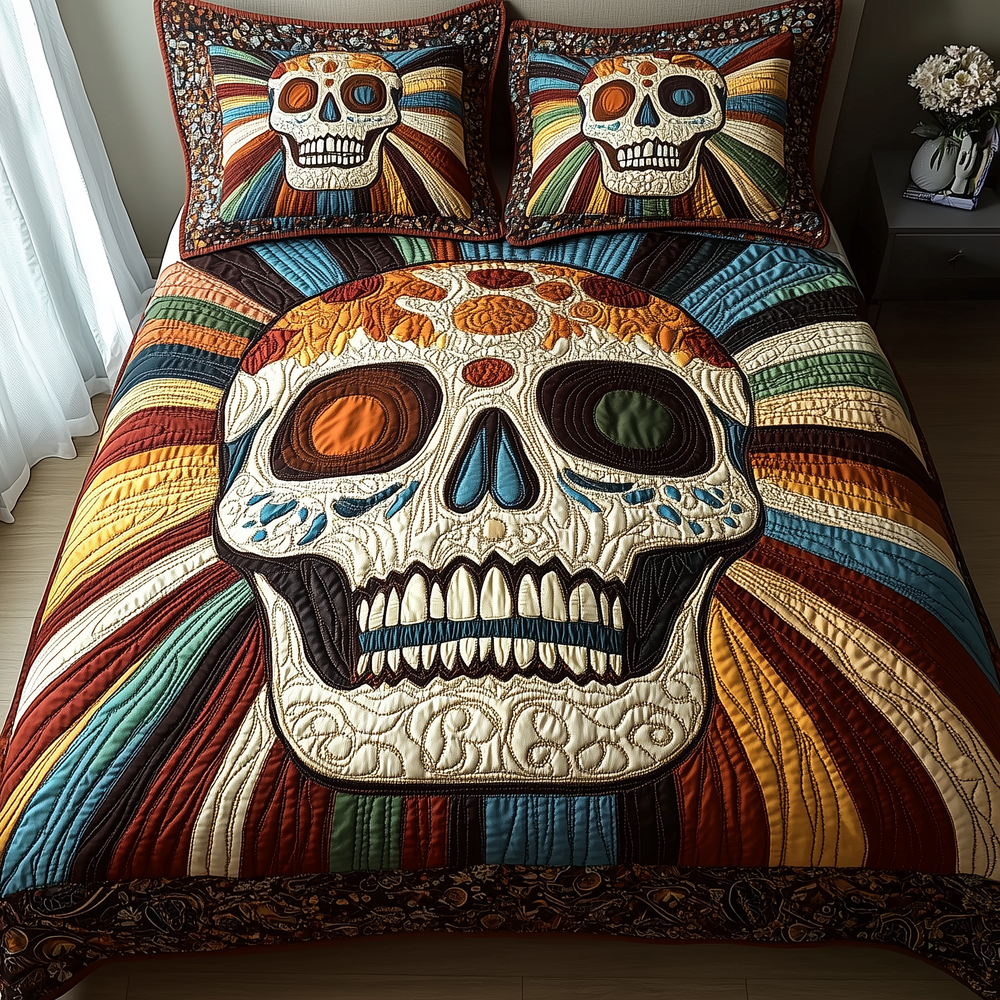 Sunshine Skull 3-Piece Quilted Bedding Set GFTOTP3252