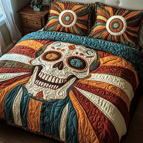 Sunshine Skull 3-Piece Quilted Bedding Set GFTOTP3253