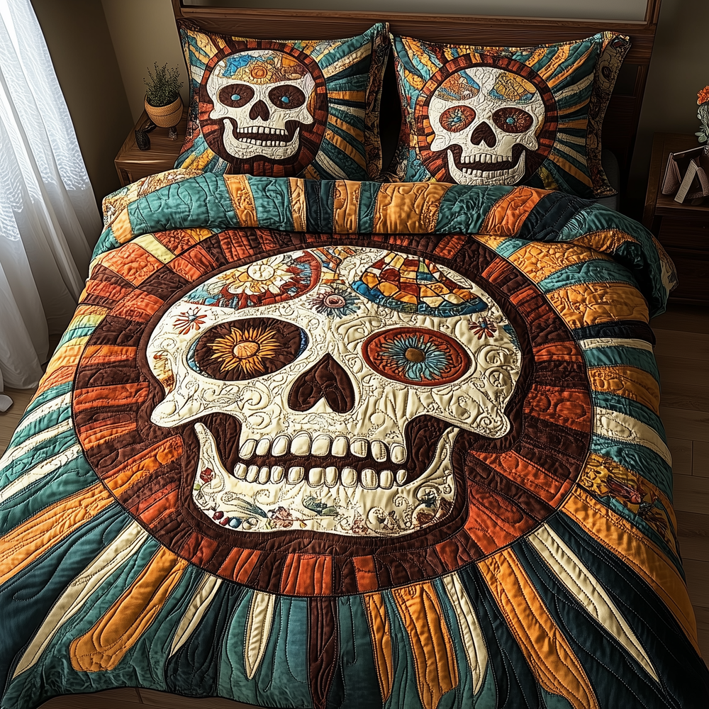 Sunshine Skull 3-Piece Quilted Bedding Set GFTOTP3291