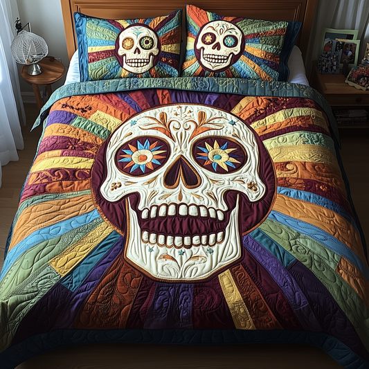 Sunshine Skull 3-Piece Quilted Bedding Set GFTOTP3294