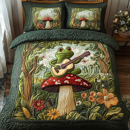 Melodic Frog 3-Piece Quilted Bedding Set GFTOTP3306