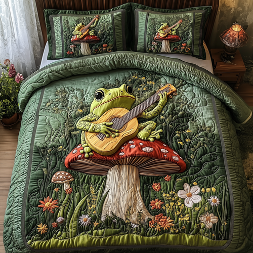 Melodic Frog 3-Piece Quilted Bedding Set GFTOTP3307