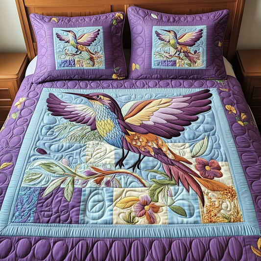 Hummingbird Bouquet 3-Piece Quilted Bedding Set GFTOTP3477